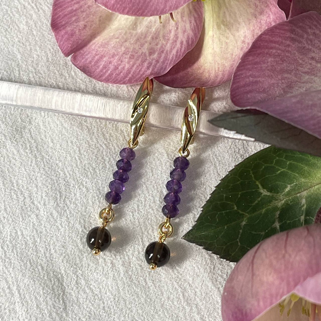 Серьги из Аметиста и Раухтопаза