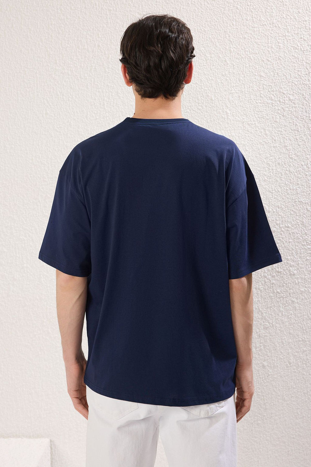 TRENDYOL MAN Lacivert-Bej Oversize/Genis Kesim 2li Paket Yaz? Bask?l?-Duz %100 Pamuk T-Shirt TMNSS25TS00215 - Trendyolmilla фото 5