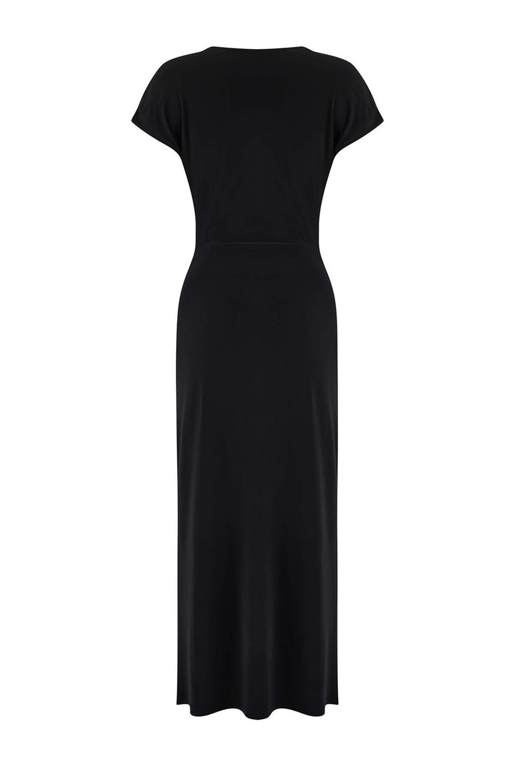 Siyah A-Kesim/Can Form Degaje Yaka Aksesuar Detayl? Maxi Esnek Orme Elbise TWOSS26EL00106