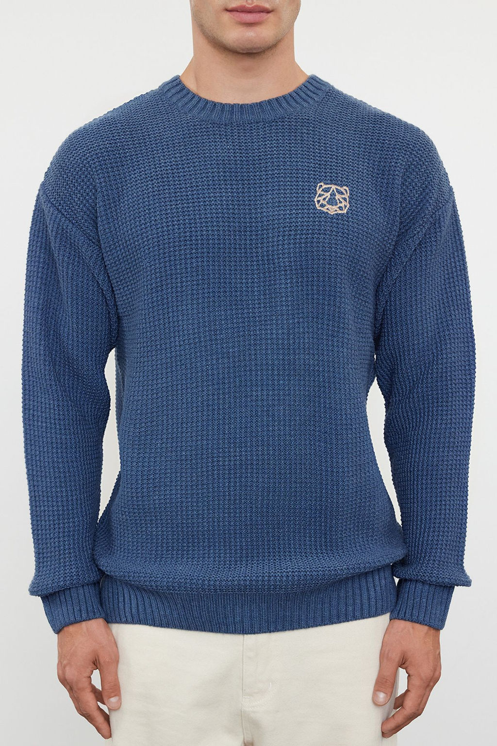 Indigo Oversize Bisiklet Yaka Dokulu Kazak TMNAW24KZ00032