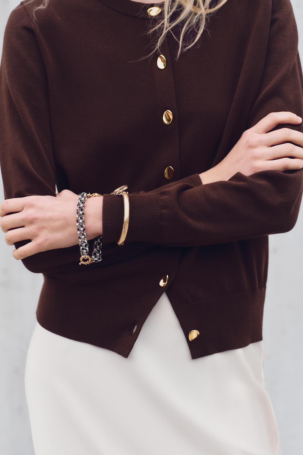 PLAIN KNIT CARDIGAN WITH GOLD BUTTONS - Zara фото 2