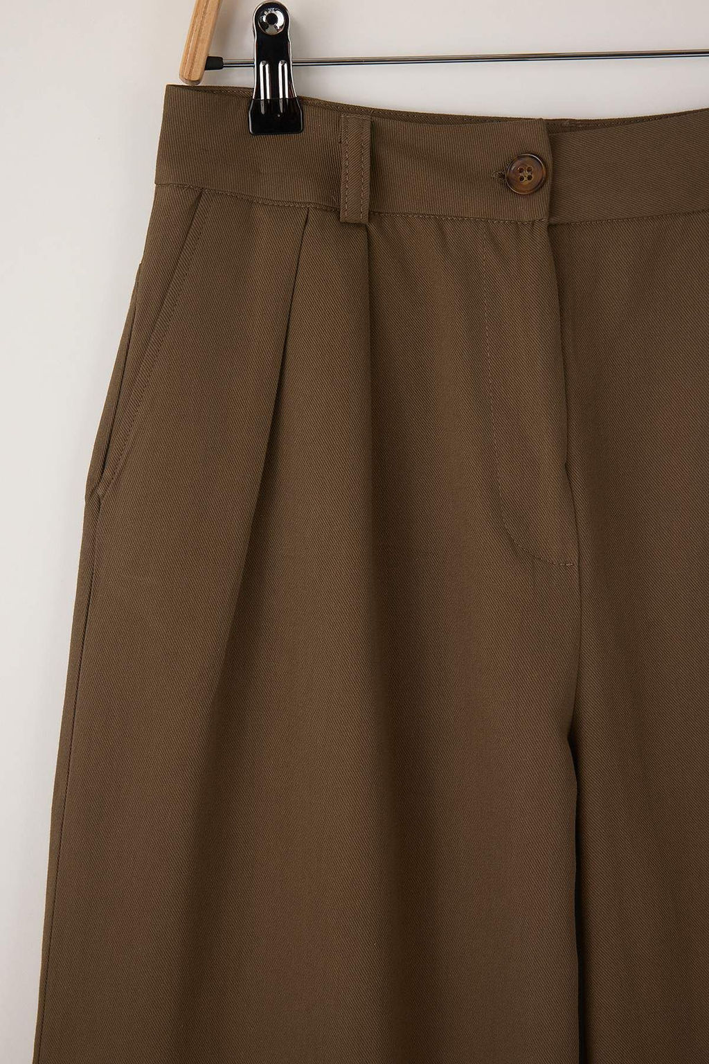 Kahverengi Ince Dokumlu Yumusak Tuseli %100 Pamuk Wide Leg/Genis Paca Pantolon TWOAW26PL00010 - Trendyolmilla фото 6