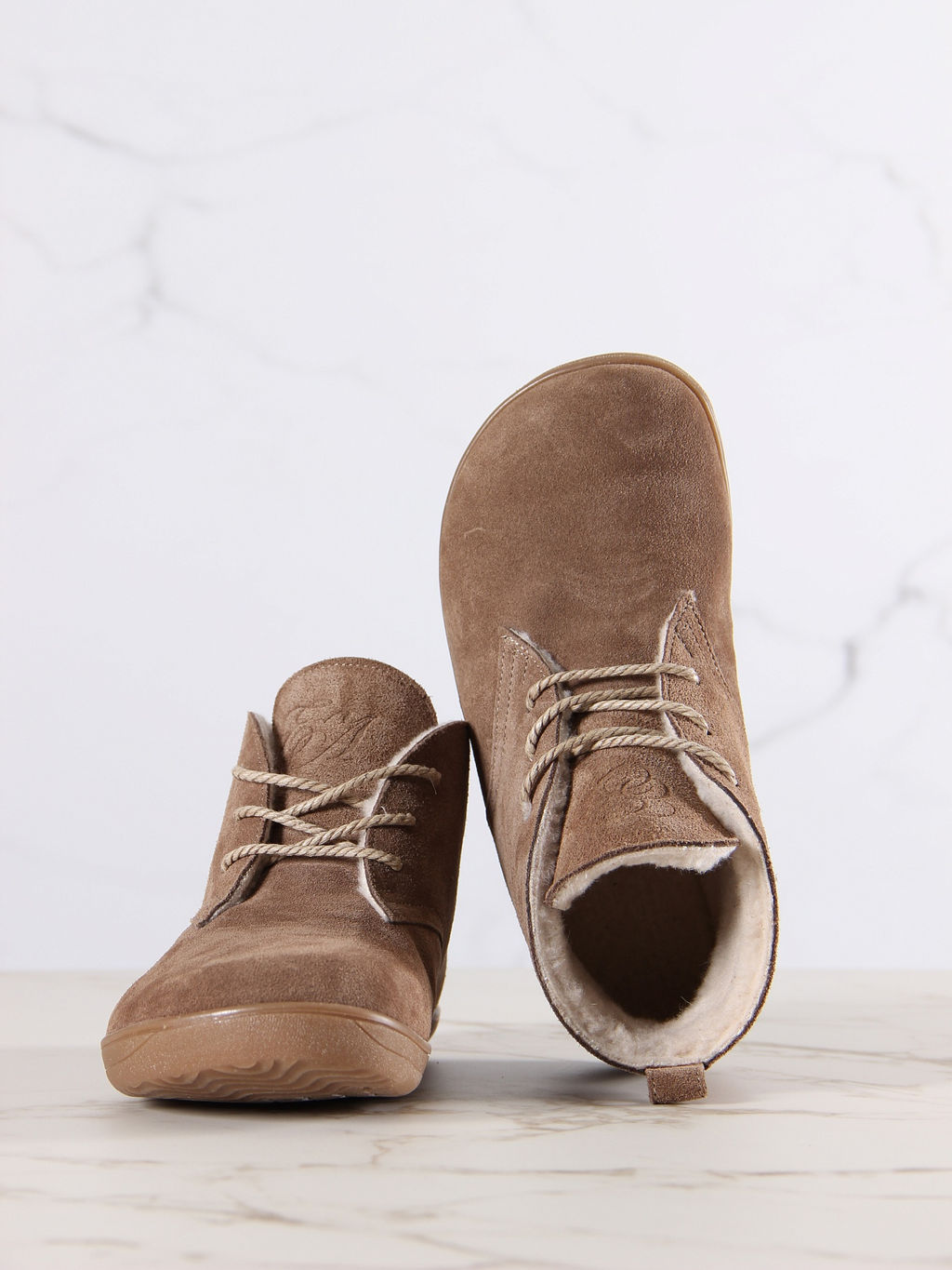 Босоногие ботинки 208.NATAbr.Серо-коричневая замша/Шерсть