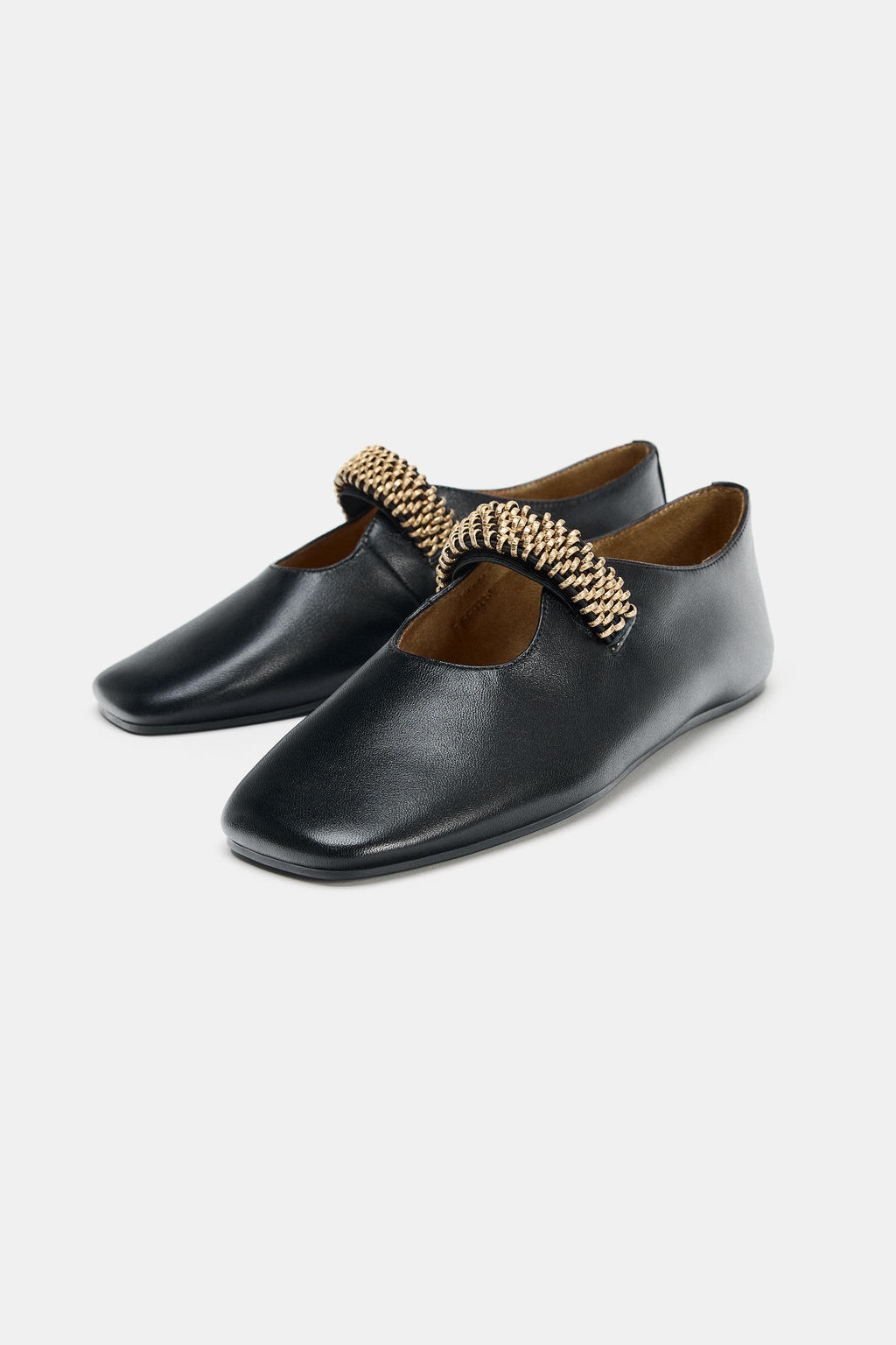 LEATHER BALLET FLATS WITH METAL STRAP - Zara фото 10