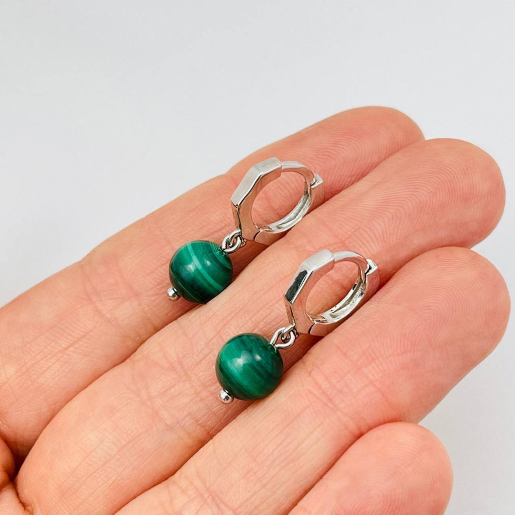 Серьги с камнем Малахит