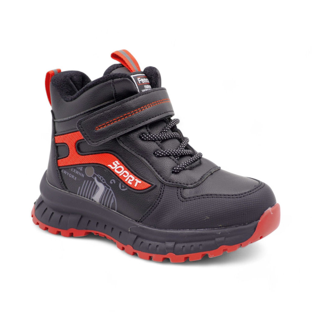 Ботинки на меху 1830-1-1 черно красные