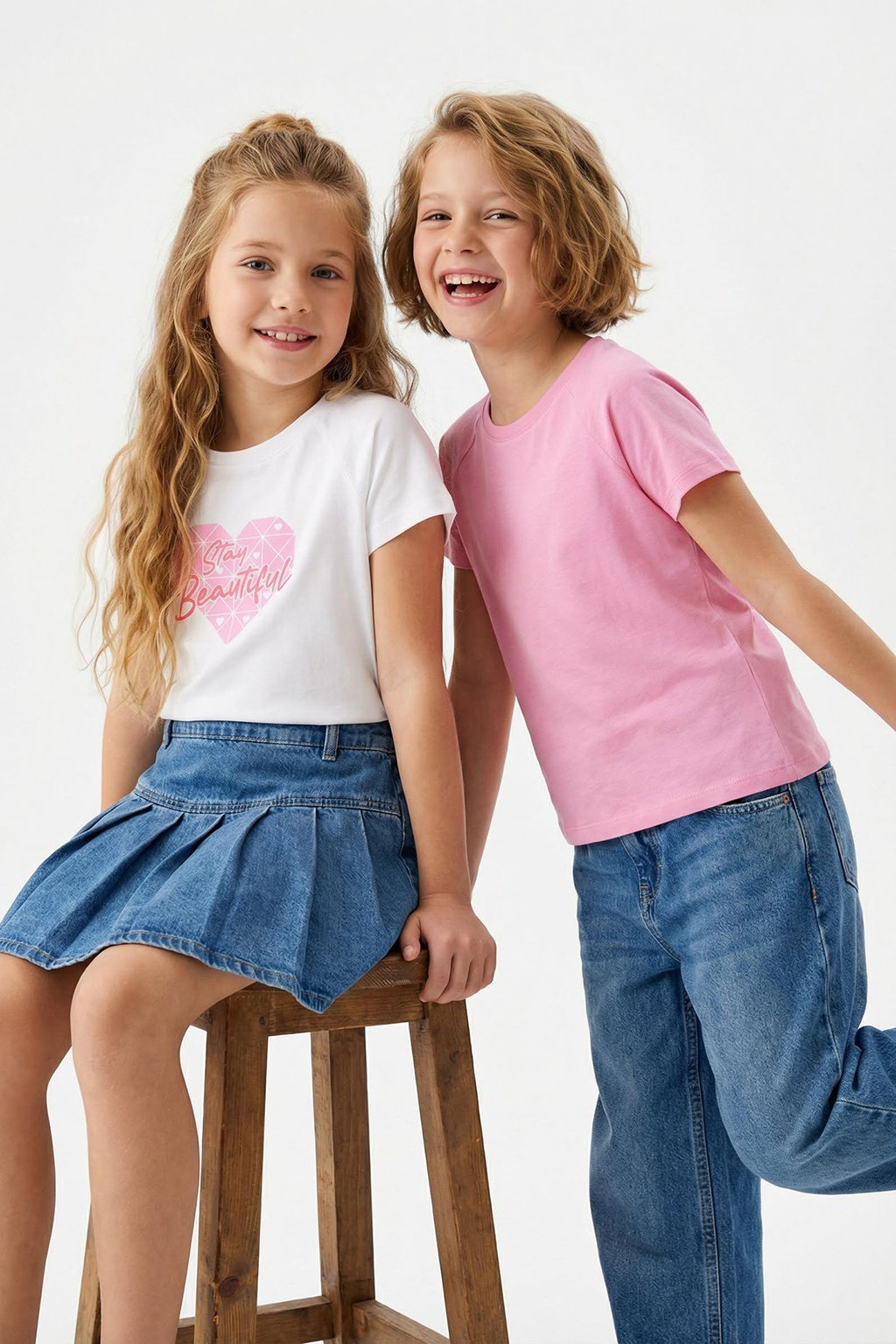 Beyaz-Pembe 2li K?z Cocuk %100 Pamuk Slogan Bask?l? K?sa Kol Orme T-Shirt TKDSS25TS00091 - Trendyolmilla фото 4