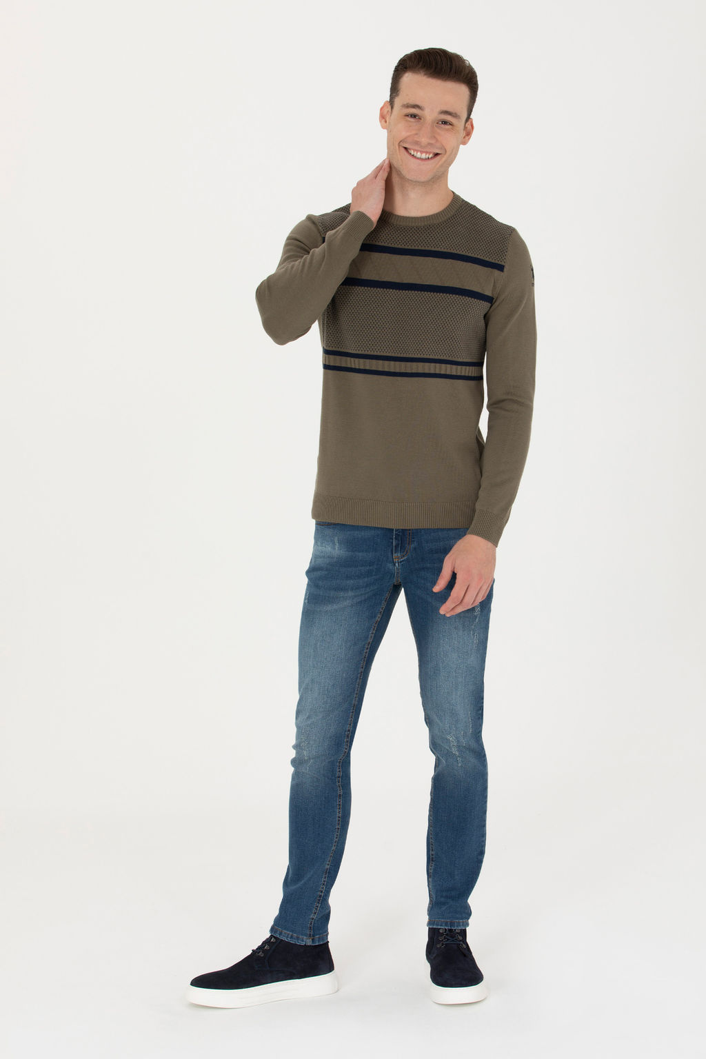 Свитер U.S. Polo Assn мужской цвета хаки хлопок  фото 23