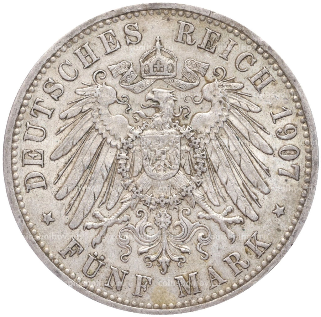 Монета 5 марок 1907 года A Германия (Пруссия)