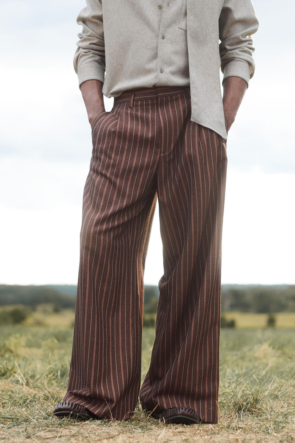 LIMITED EDITION STRIPED WIDE-LEG TROUSERS - Zara фото 2