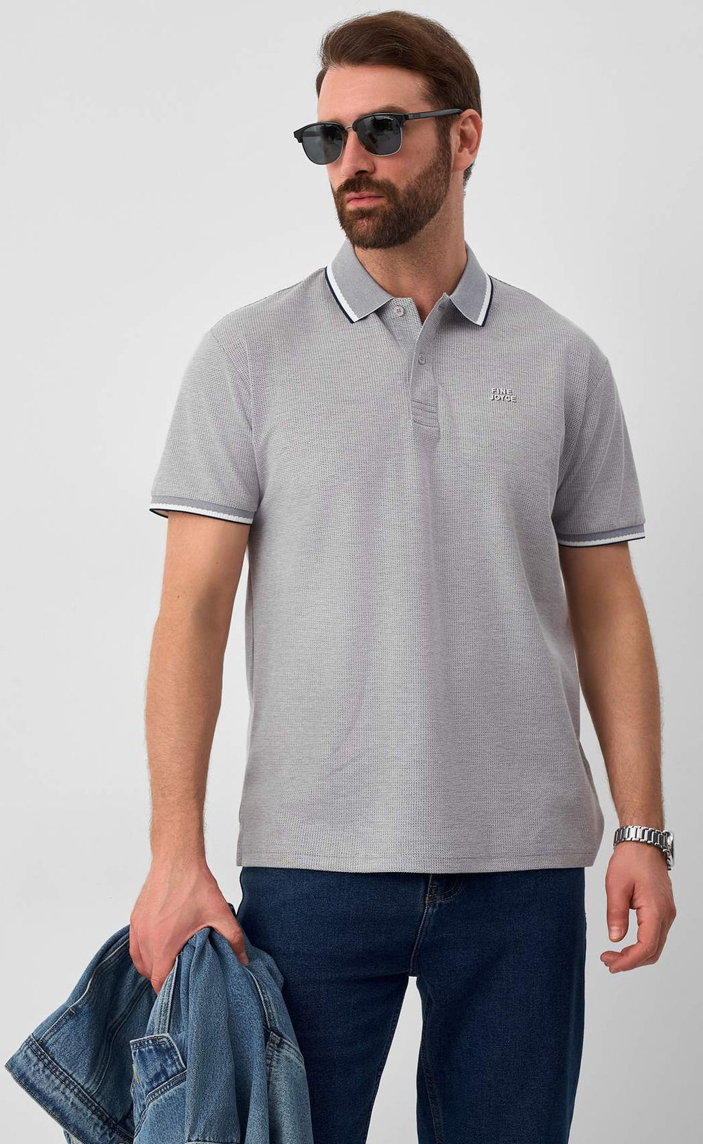 Поло муж. F511-07-815 grey - Fine joyce фото 3