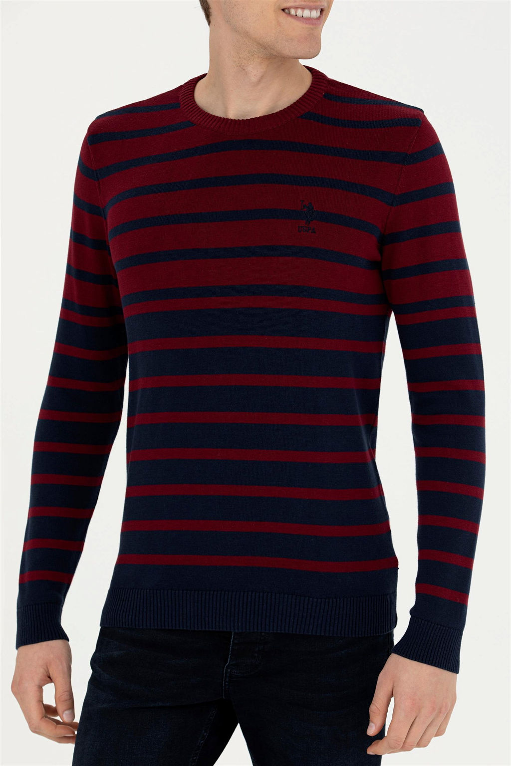 Свитер мужской U.S. Polo Assn бордово-красный хлопок  фото 6