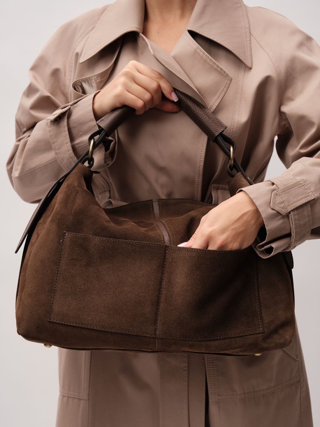 Замшевая сумка Andrea DBR 31374 кофе  фото 3