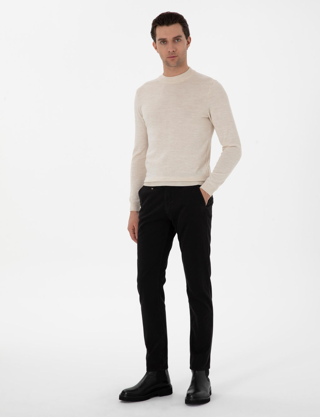 Siyah Slim Fit Kanvas Pantolon