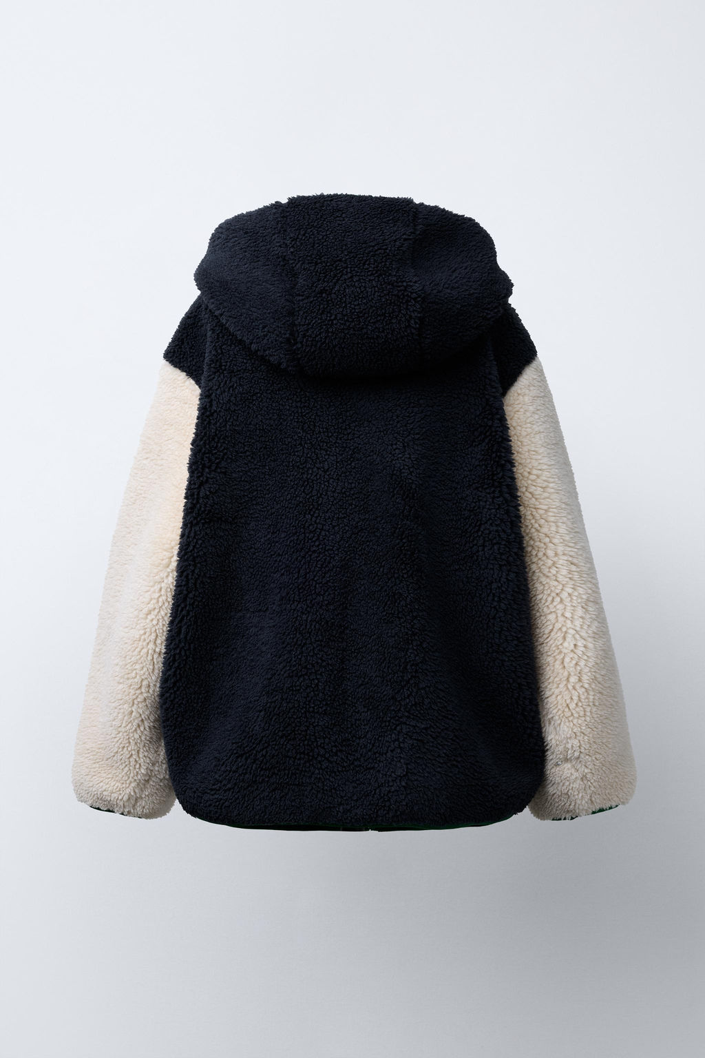 COLOUR BLOCK FAUX SHEARLING JACKET WITH HOOD - Zara фото 4