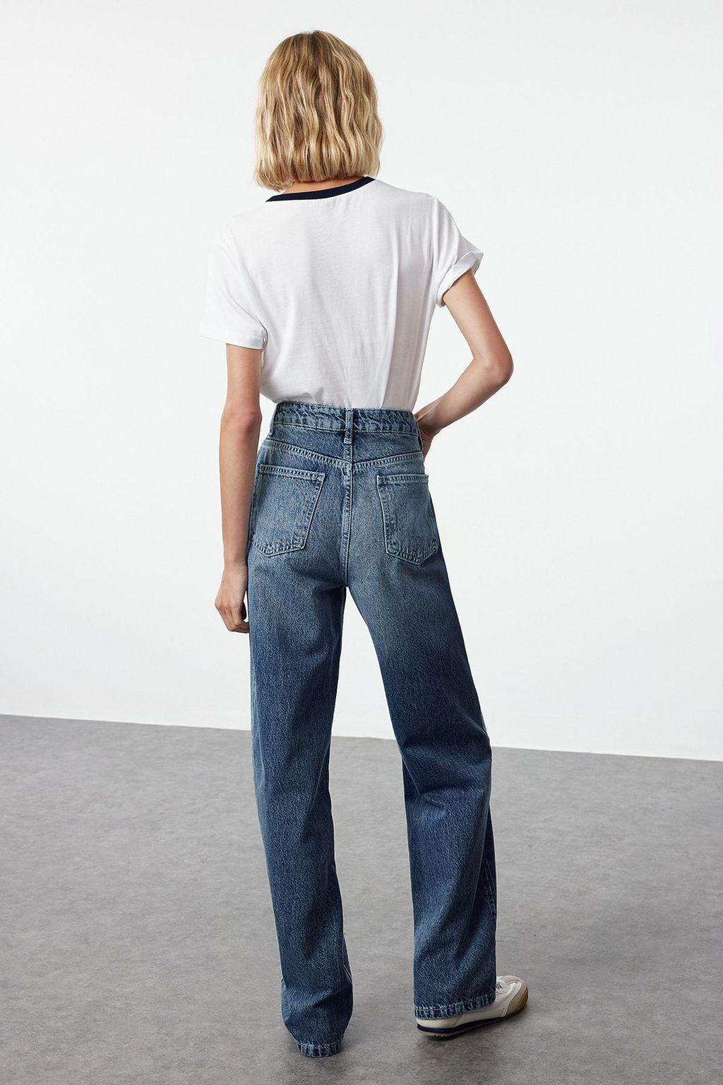 TRENDYOLMILLA Mavi Yuksek Bel Wide Leg Jeans TWOSS22JE0242  фото 5