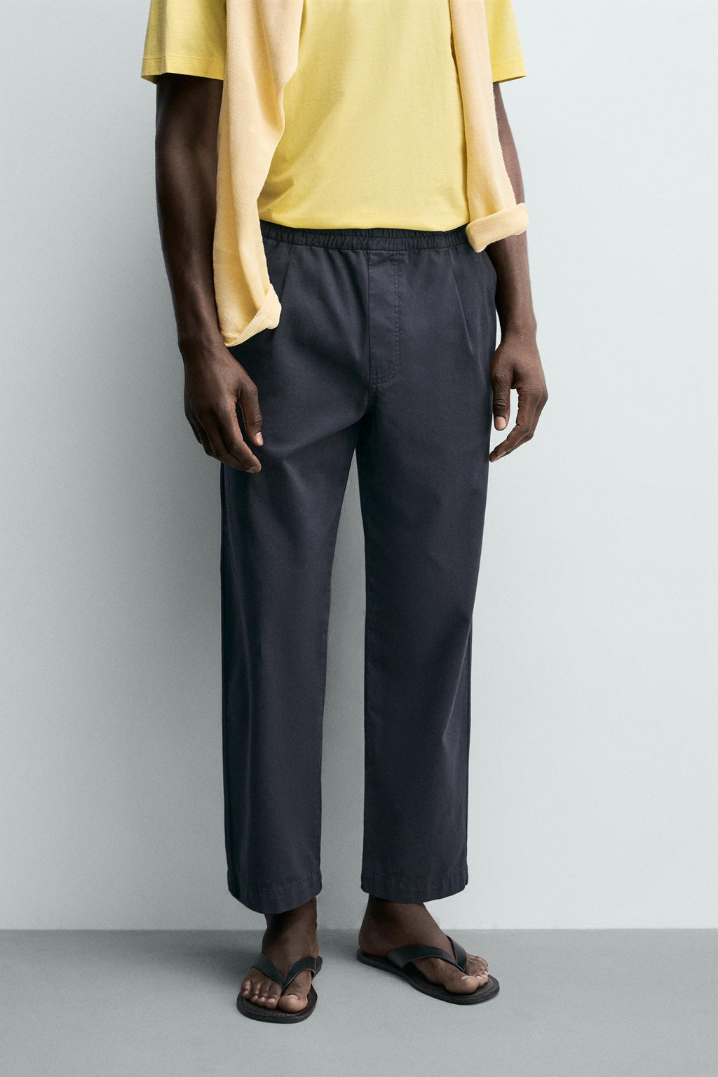 PANTAL?N RELAXED FIT ALGOD?N / Gris / Azul