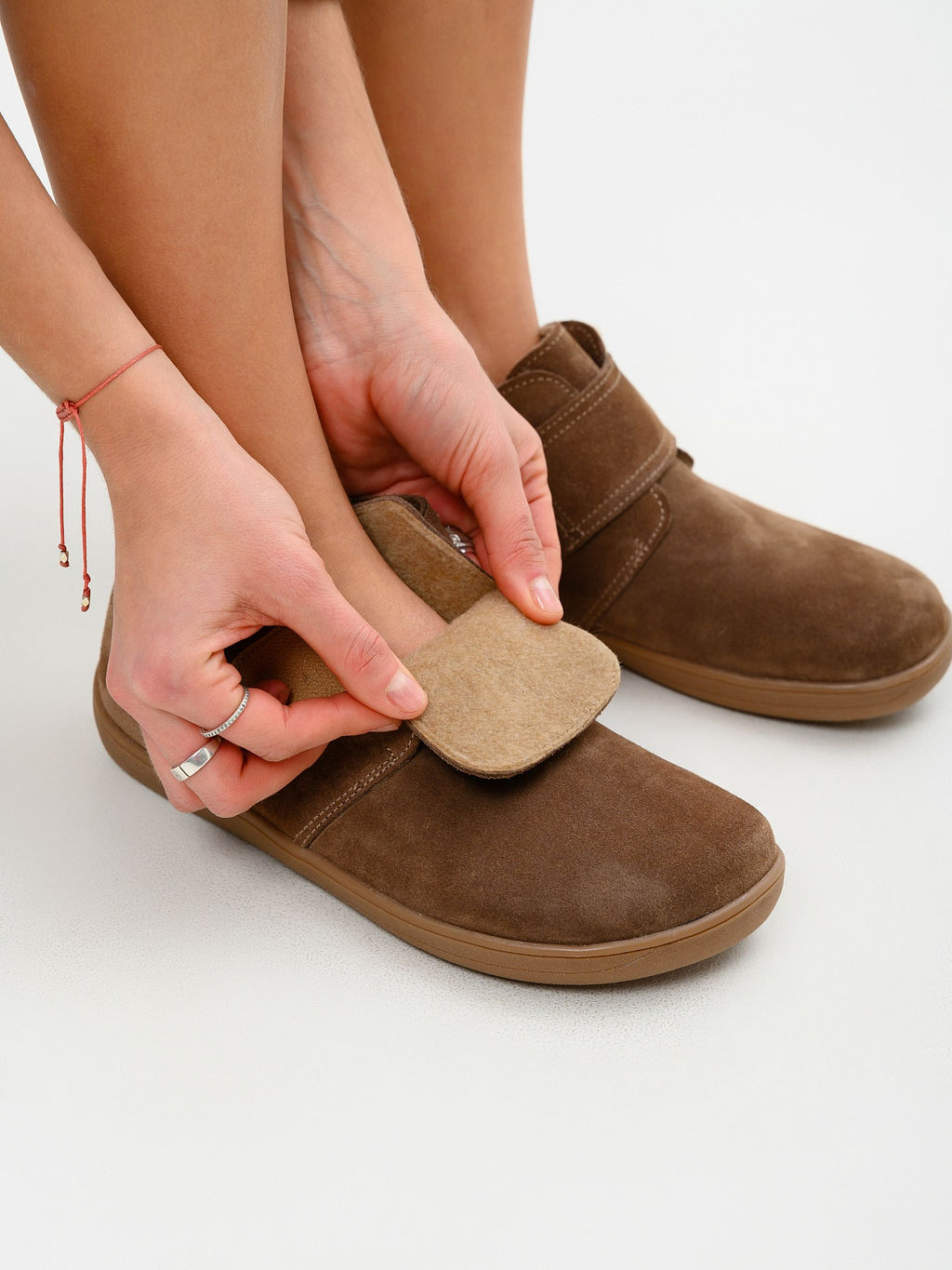 Босоногие ботинки 209.NATAbr.Серо-коричневая замша/мех