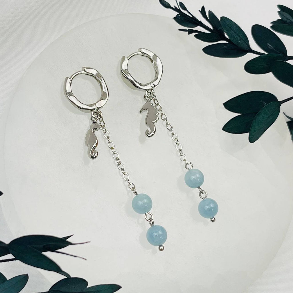 Серьги на цепочке из Аквамарина - Радуга самоцветов фото 2