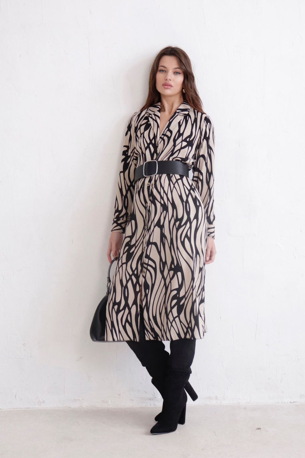 Платье-рубашка с английским воротником принт - Martichelli фото 364