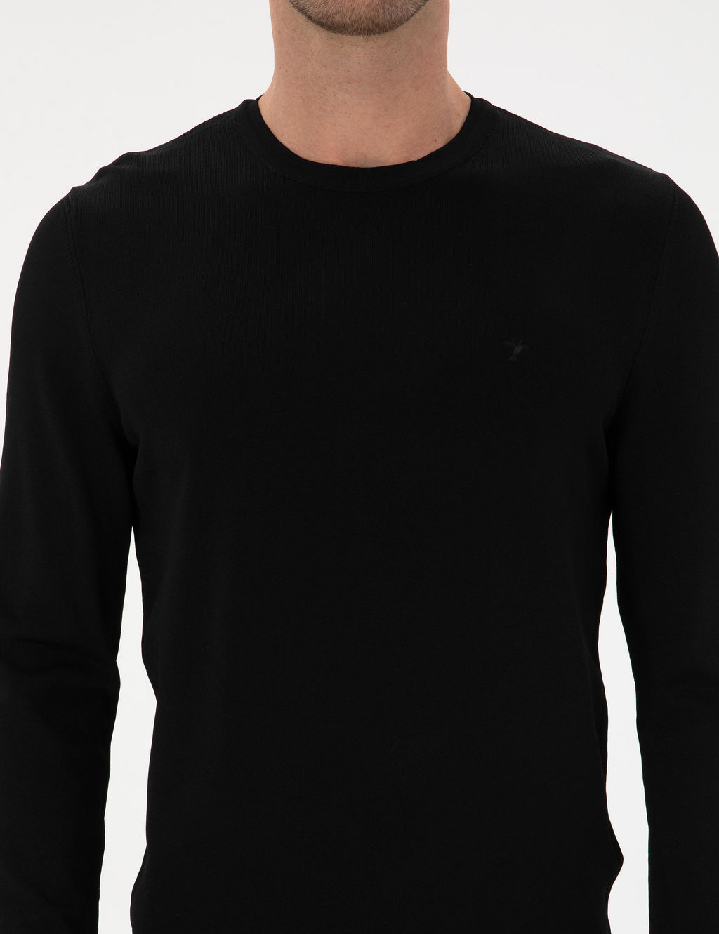 Siyah Slim Fit Bisiklet Yaka Triko Kazak - Cacharel фото 6