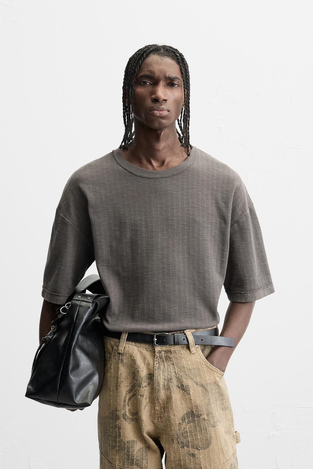 WASHED TEXTURED KNIT T-SHIRT - Zara фото 10