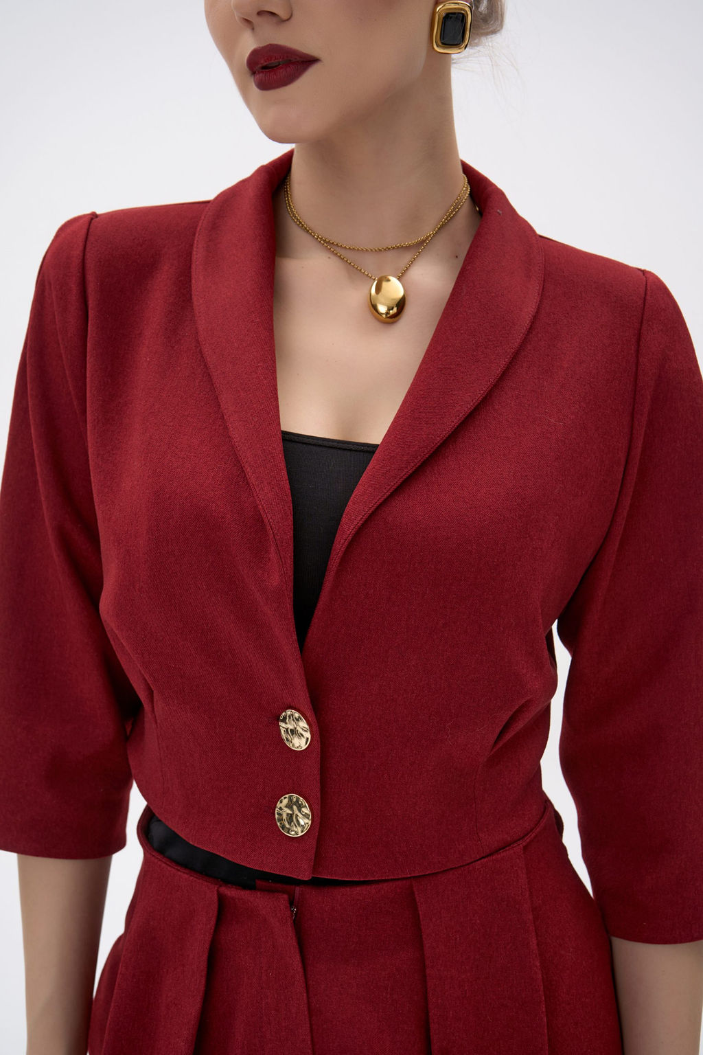 Короткий пиджак Джуди (бордовый) - Эльза фото 15