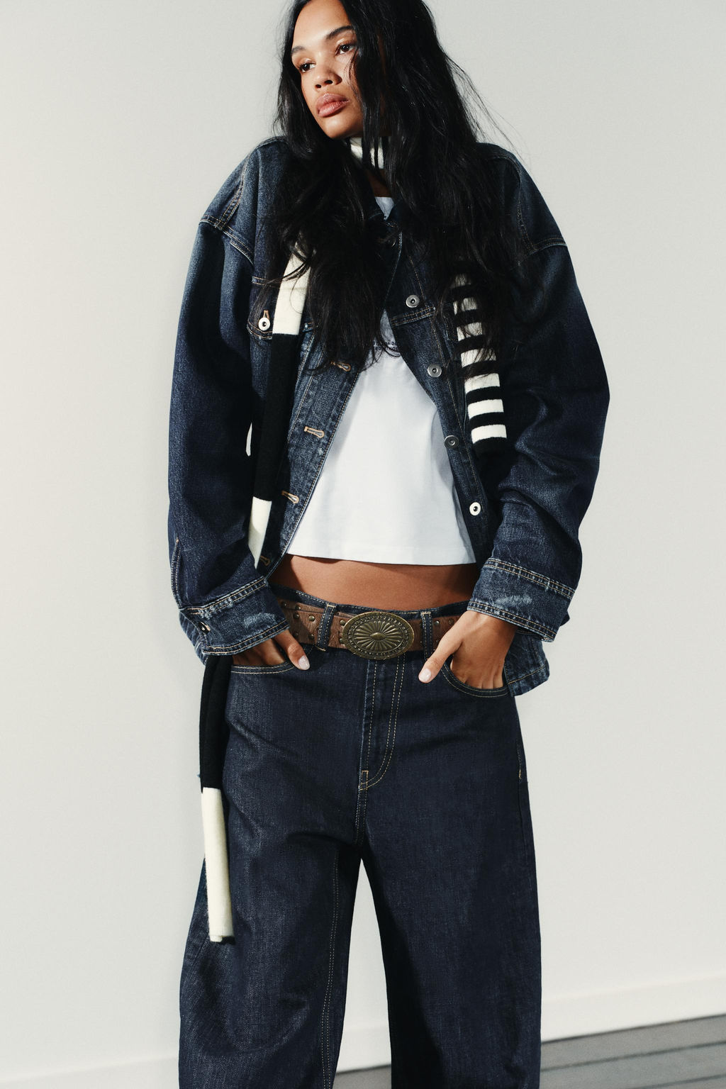 TRF STRAIGHT HIGH-WAIST JEANS WITH BELT LOOPS - Zara фото 6