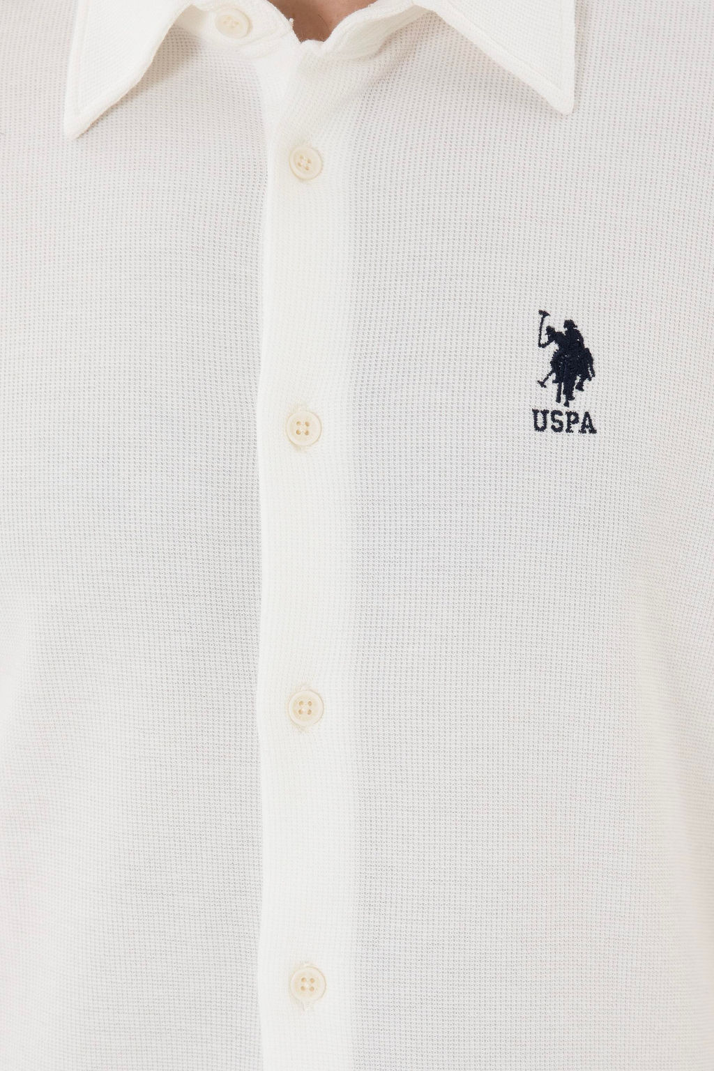 Мужская рубашка с коротким рукавом цвета экрю - U.s. polo assn фото 14