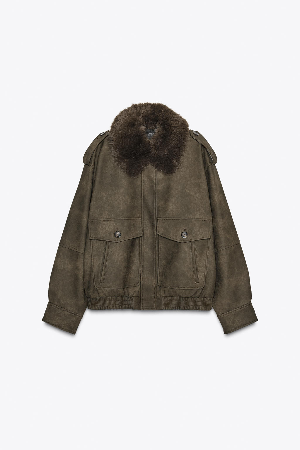 REMOVABLE COLLAR FAUX SUEDE JACKET - Zara фото 8
