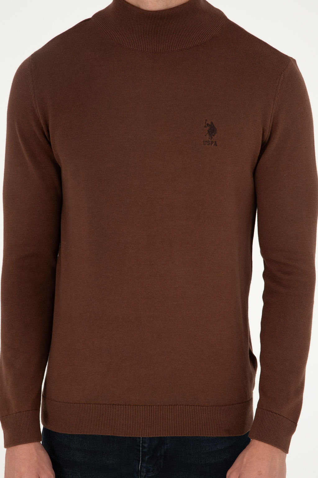 Мужской коричневый базовый свитер - U.s. polo assn фото 6
