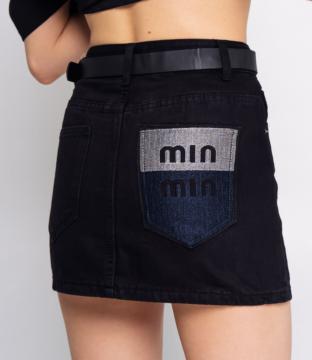 Джинсовая юбка #КТ1193 (1), чёрный