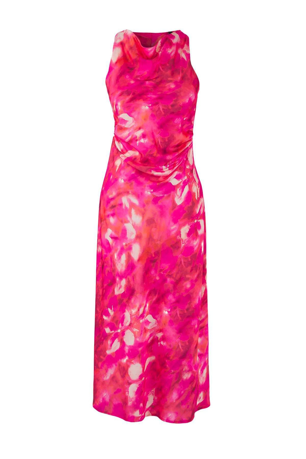 Pembe-Cok Renkli Soyut Saten Midi Astars?z Elbise TPRSS25EL00330 - Trendyolmilla фото 5