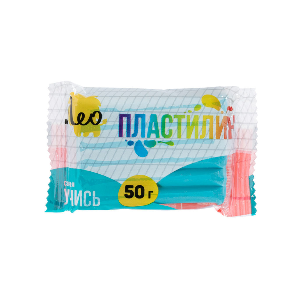 Лео Учись Пластилин классический, группа 2 LNMC-50 50 г ( в пакете ) 10 шт 1 цв. голубой/azure