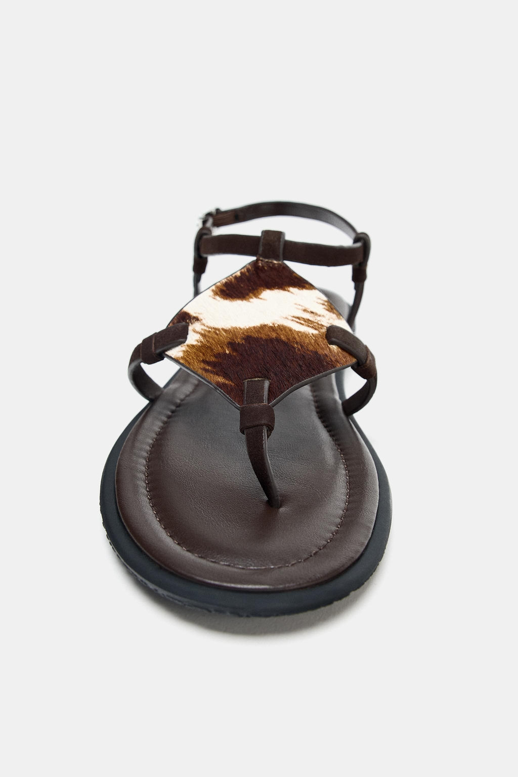 ANIMAL PRINT LEATHER AND SHEEPSKIN SANDALS - Zara фото 9