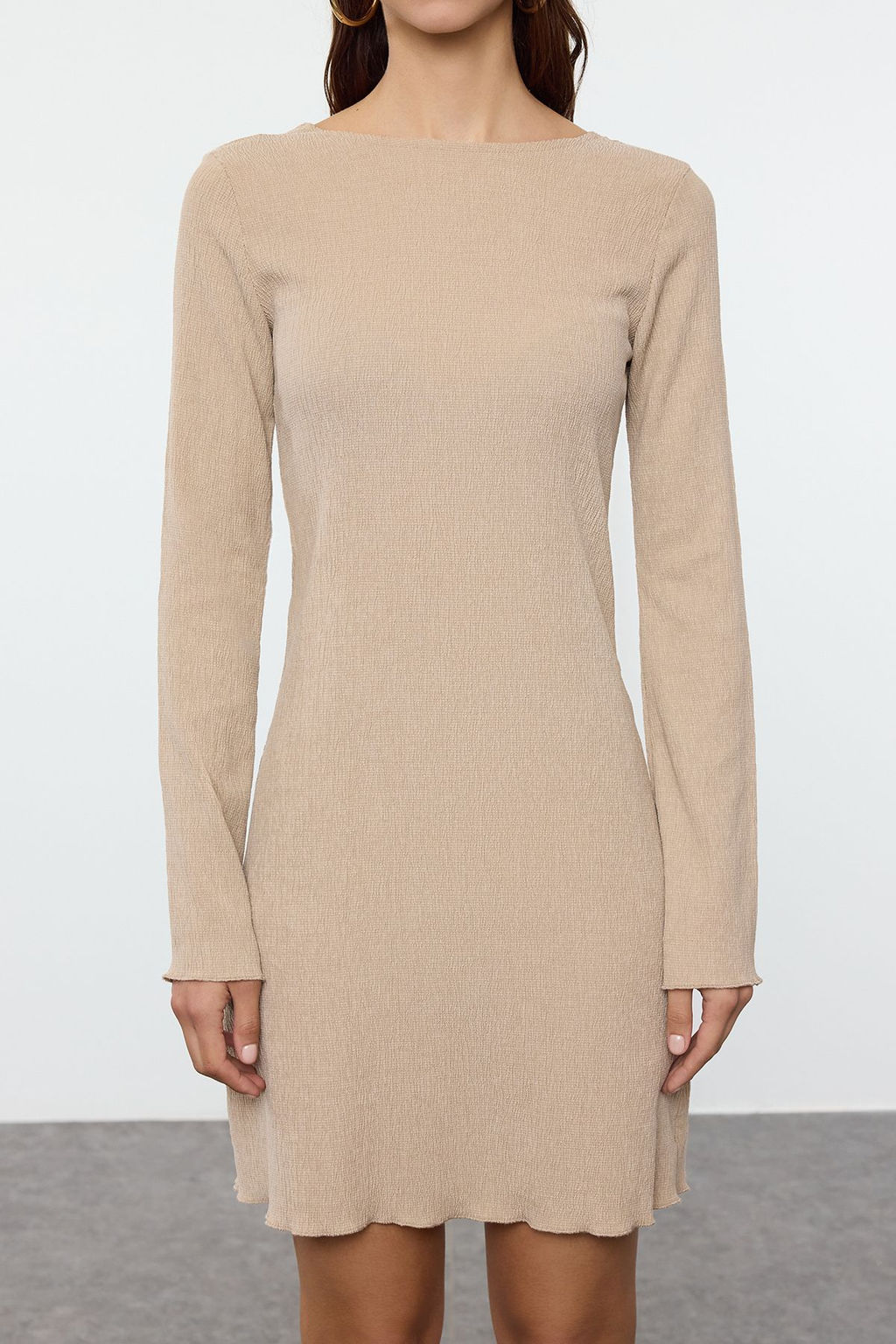 Vizon Duz A-line S?rt Dekolteli Mini Orme Elbise TWOAW25EL00460 - Trendyolmilla фото 3