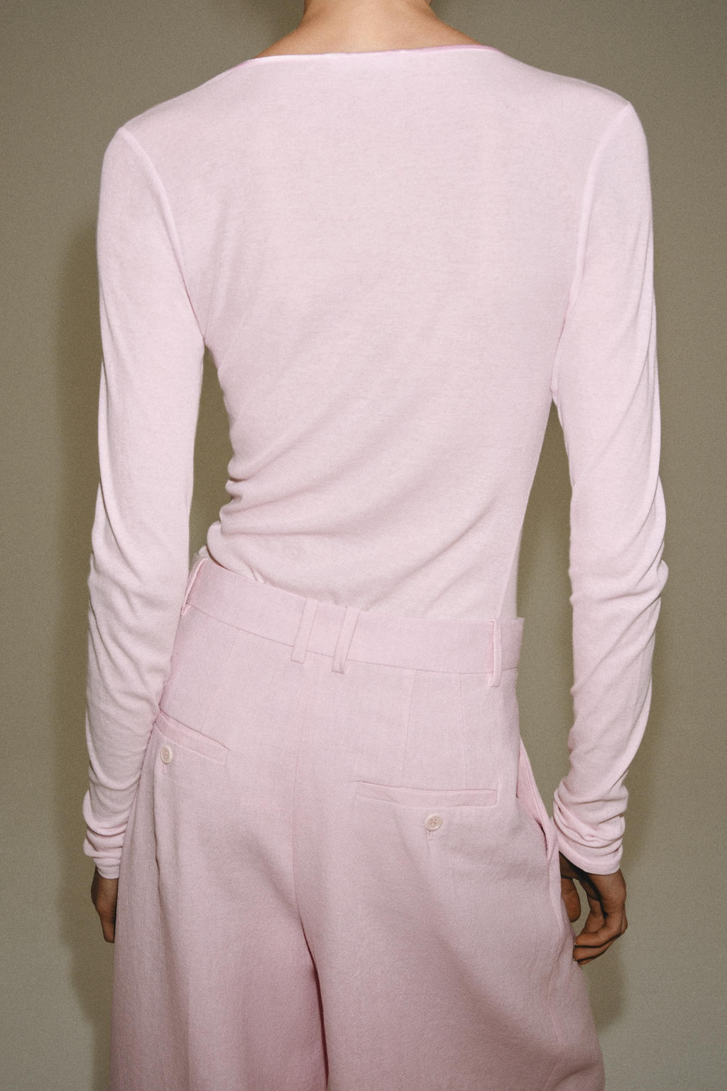 CAMISETA ESCOTE REDONDO ALGOD?N / Rosa pastel - Zara фото 3