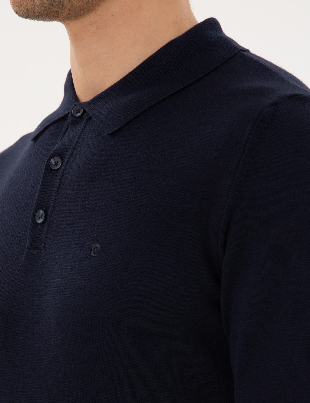 Lacivert Slim Fit Polo Yaka Basic Triko Kazak - Pierre cardin фото 7