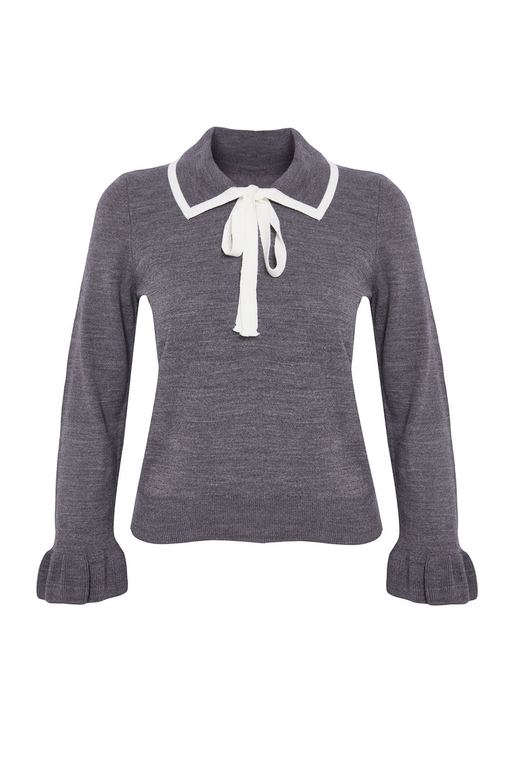 Antrasit Renk Bloklu Kurdele/Fiyonk Detayl? Triko Kazak TWOAW23KZ0039