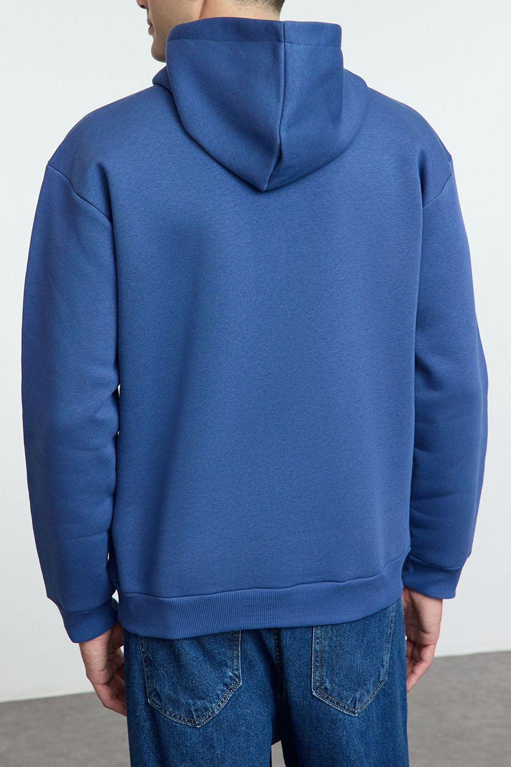 Indigo Unisex Oversize/Genis Kesim City Bask?l? Ici Polarl? Kapusonlu Sweatshirt TMNAW25SW00058 - Trendyolmilla фото 5