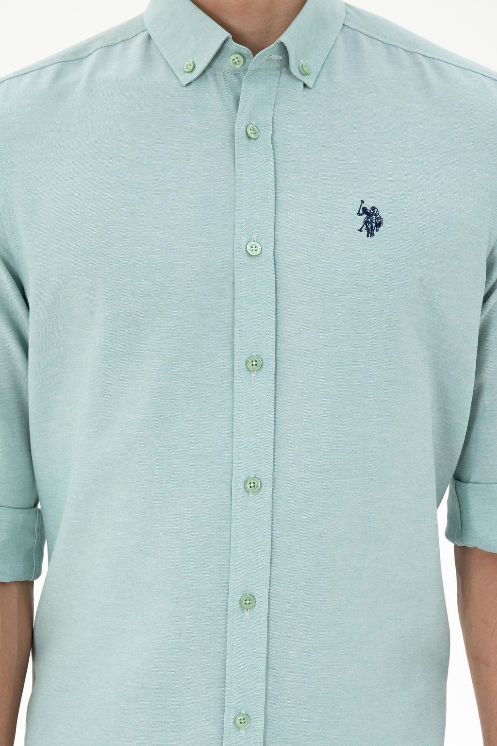 Мужская мятная базовая рубашка с длинным рукавом - U.s. polo assn фото 6