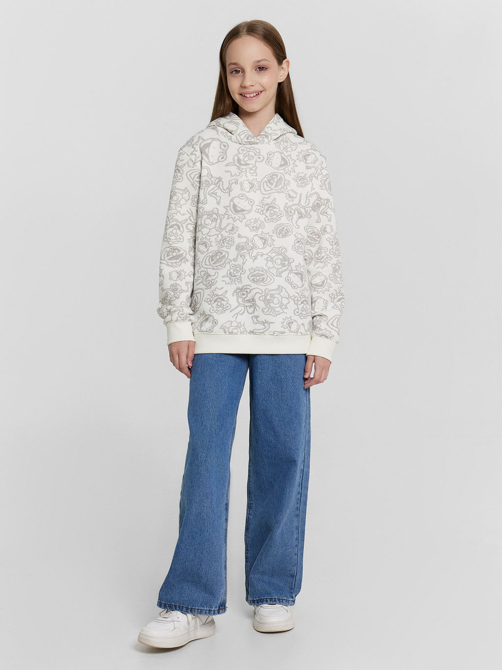 Худи для девочек кремовое с принтом - Mark formelle фото 3