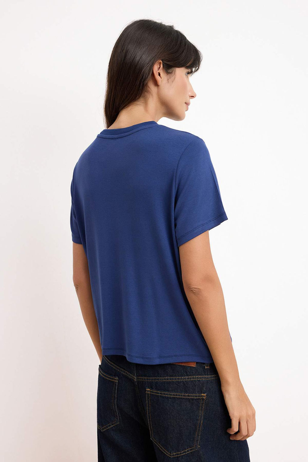 Lacivert Duz Regular/Normal Kal?p K?sa Kollu Yumusak Orme T-Shirt TWOSS26TS00159 - Trendyolmilla фото 4