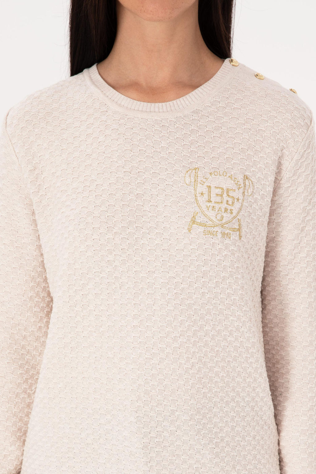 Kad_n Krem Melanj Bisiklet Yaka Kazak - U.s. polo assn фото 6