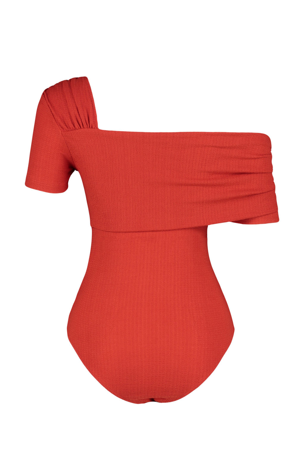 K?rm?z? Asimetrik Yakal? Fitted/Vucuda Oturan C?tc?tl? Orme Body TWOSS23BD00060