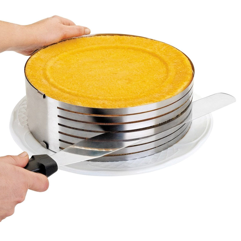 Форма кондитерская из нержавеющей стали для нарезания коржей, раздвижная, д15-20см h8,5см, цветная коробка (Китай) - Домашняя мода фото 5