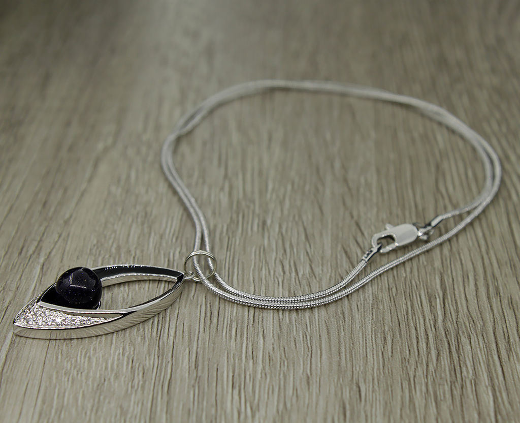 Кулон "Ворожея" авантюрин синий, на цепочке, длина 49 см