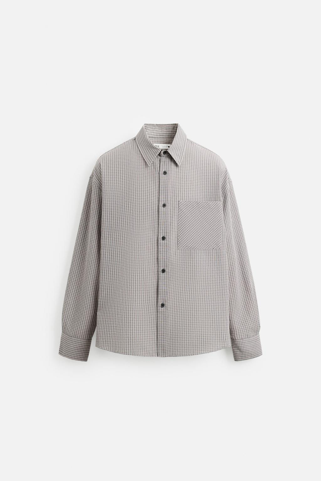 TEXTURED CHECK SHIRT - Zara фото 7