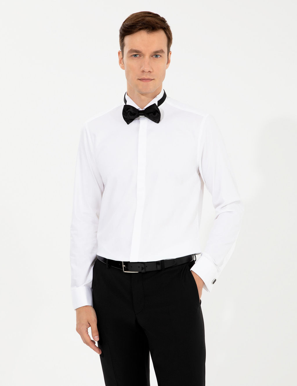 Белая приталенная рубашка под смокинг - Cacharel фото 9