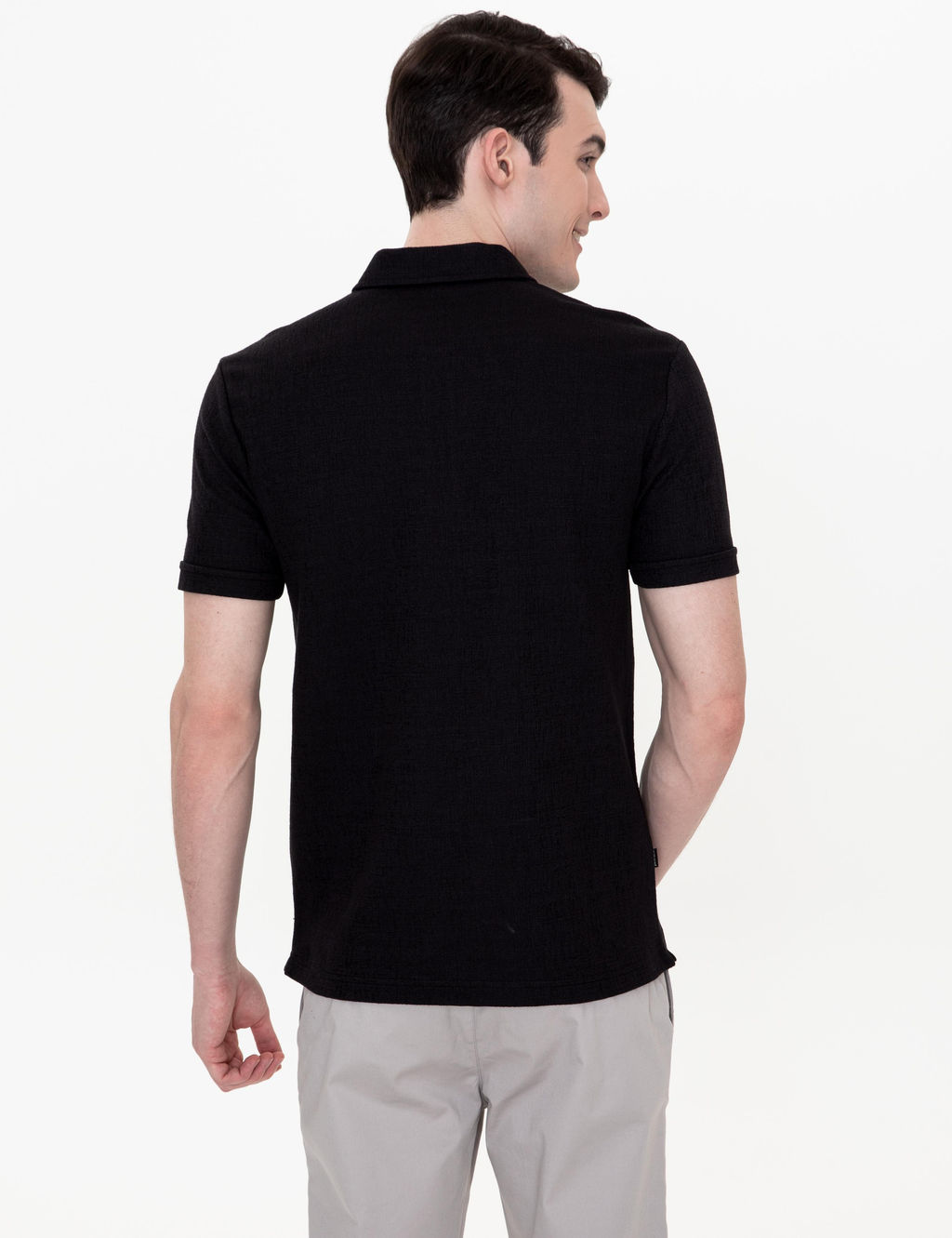 Siyah Slim Fit Polo Yaka Ti__rt